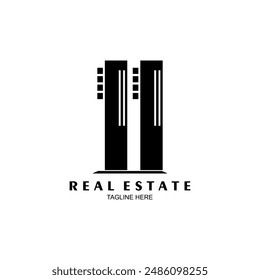Diseño de concepto de Plantilla de logotipo de Vector inmobiliario. Ilustración moderna de la muestra del edificio. Abstractas ciudad. Construyendo Ilustración vectorial.