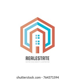Real estate - vector logo template concept illustration. Building creative icon sign. Architecture cottage symbol. Design element. 