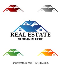 Real estate vector logo template,residential building property,  simple realty with line and roof represented strong and modern real estate