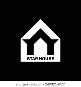 Real estate vector logo with text, house logo for branding.
