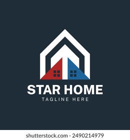 Real estate vector logo with text, house logo for branding.