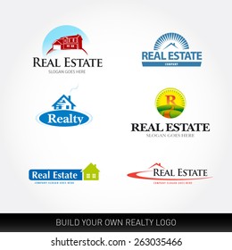Real estate vector logotypes set. Real Estate logo design template. Realty logos.