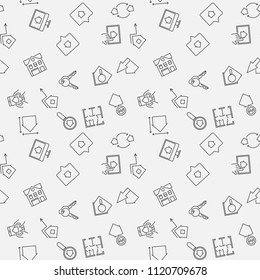 Real Estate vector minimal seamless pattern in thin line style