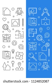 Real Estate vector set of 2 vertical banners in thin line style