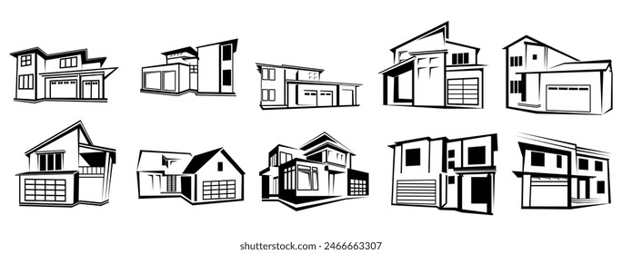 Ilustración de conjunto de Vectores inmobiliarios