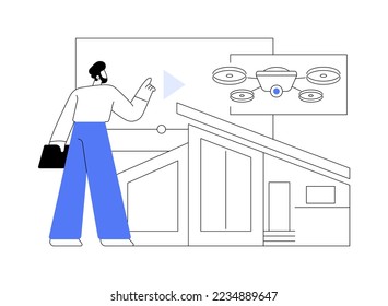 Real estate video tour abstract concept vector illustration. Real estate marketing, online streaming drone video, promotional shooting, open house, full-motion walk-through abstract metaphor.