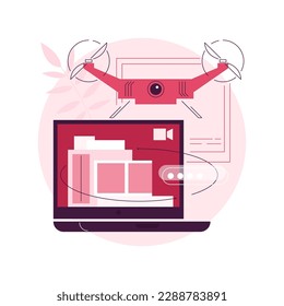 Real estate video tour abstract concept vector illustration. Real estate marketing, online streaming drone video, promotional shooting, open house, full-motion walk-through abstract metaphor.