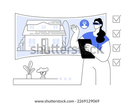 Real estate virtual tour abstract concept vector illustration. VR house tour, real estate agent, listing video walk-through, buying experience, home staging, potential buyer abstract metaphor.