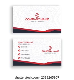 real estate visiting card, business card set with abstract pattern. successful business with house building symbol vector corporate identity template with simple logo