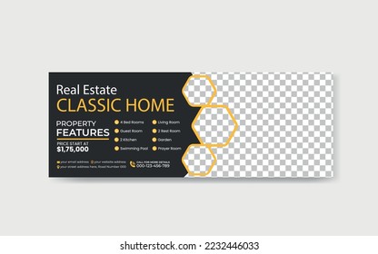 Real estate web banner and social media facebook cover template