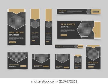 Real estate web banner template design, Vector horizontal and vertical web banner desig