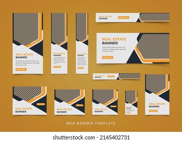 Real estate web banner template set and horizontal and vertical web banner design