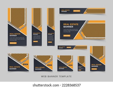 Real estate web banner template design with horizontal and vertical layout