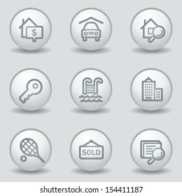 Iconos web inmobiliarios, botones de mate blanco circular