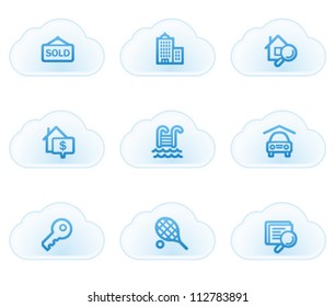 Real estate web icons, cloud buttons