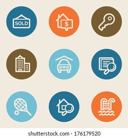 Real estate web icons , color circle buttons