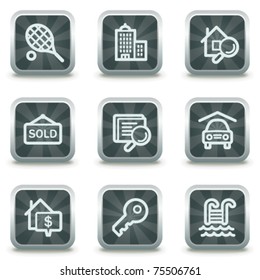 Real estate web icons, grey square buttons
