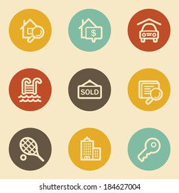 Real estate web icons , retro circle buttons