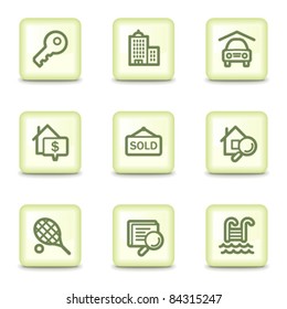 Real estate  web icons, salad green buttons