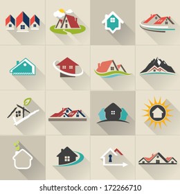 Real Estate web Icons set and vector logos