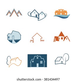 Real Estate web icons set. House logos. Construction logo. Vector