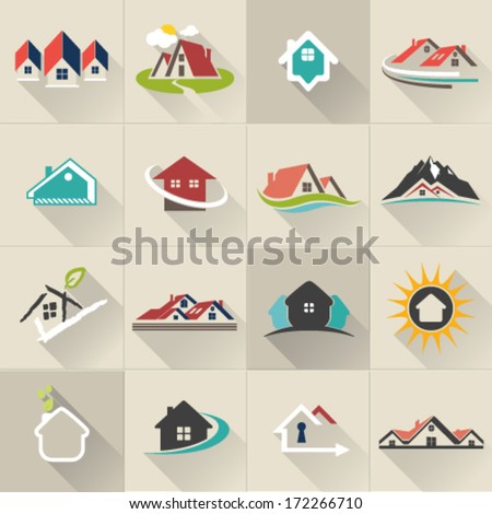Real Estate web Icons set and vector logos