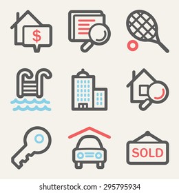 Real estate web icons, square buttons
