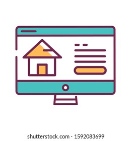 Real estate web site color line icon. Central location of web pages. Real estate information. Pictogram for web page, mobile app, promo. UI UX GUI design element. Editable stroke.