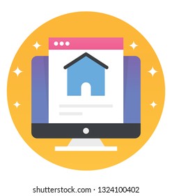 Real estate website icon in flat design 