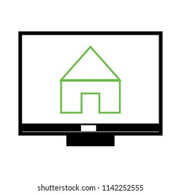 Real estate website symbol - Vector icon of computer