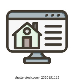 Real Estate Website Thick Line Filled Colors For Personal And Commercial Use.
