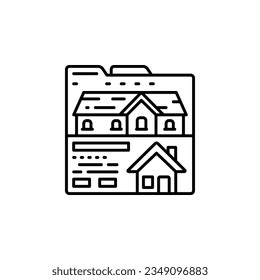 icono vectorial del sitio web inmobiliario. estilo de contorno de iconos de bienes raíces. uso perfecto para logotipo, presentación, sitio web y más. estilo de línea de diseño de iconos simple