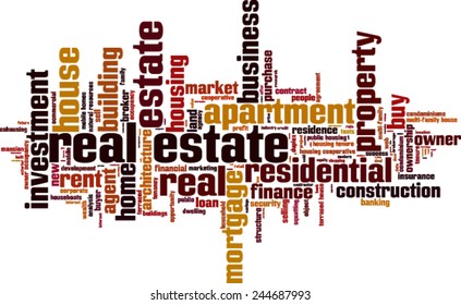 Real estate word cloud concept. Vector illustration