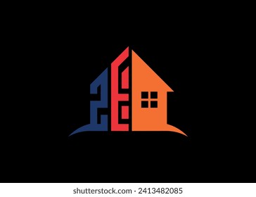 Real Estate ZE Logo Design On Creative Vector monogram Logo template.Building Shape ZE Logo.