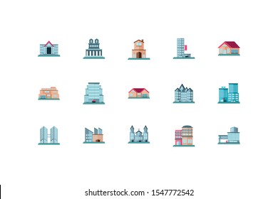 real estates property icon set on white background vector illustration design