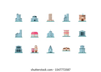 real estates property icon set on white background vector illustration design