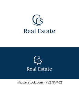 Real estates vector logo design. Properties letters C and S emblem