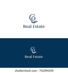 Real estates vector logo . Letters G and E properties emblem