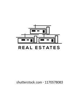 Real estates vector logo. Properties brand identity