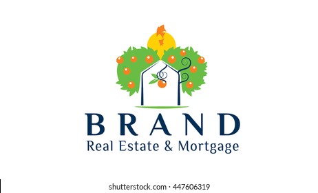 Real estates vector logo template. Properties brand identity