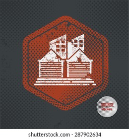 Real estate,stamp design on old dark background,grunge concept,vector