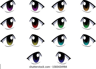 Real Eyes Anime Eyes Manga Set Stock Vector (Royalty Free) 1583434984