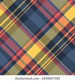 Fondo sin costuras de tela real, patrón de espacio de copia tartán a cuadros. Textura de Vector textil de un solo control en colores azul y oscuro.