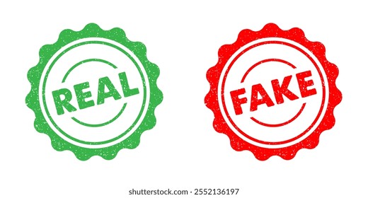 Real fake green red ink rubber stamp seal sign symbol badge grunge effect original dublicate accepeted denied approved rejected tag vignette