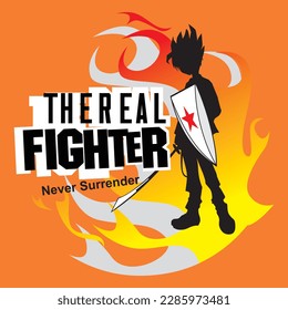 The Real Fighter Vintage Character T-shirt Design