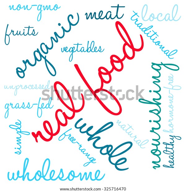 Real Food Word Cloud On White Stock Vector Royalty Free 325716470