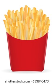 real french fries in a red paper package