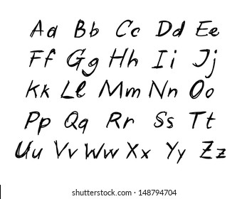 Real hand Alphabet, uppercase and lowercase letters, bold