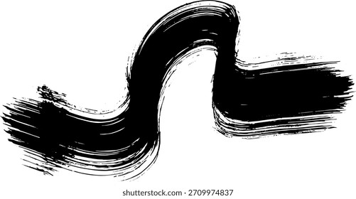 Real Hand Drawn Dry Brush Grunge Wave Stroke Texture
