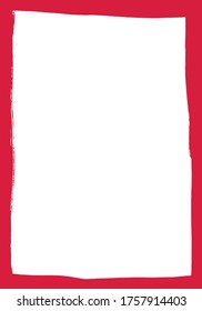 Marco de tinta dibujado a mano real. Color rojo. Alrededor del papel hasta los bordes. Aislado sobre fondo blanco. Vector.